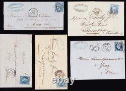 X5 Plis Lettres XIXe Second Empire Napoléon III Oblitérations & Cachets passages