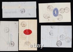X5 Plis Lettres XIXe Second Empire Napoléon III Oblitérations & Cachets passages