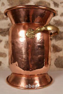 XIXe Grand Pot à lait 38 cm ou Porte-parapluie Cuivre et Laiton 3,7 Kg France