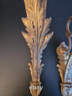 XIXe Paire Supports Tringle À Rideaux Bronze Signés JD Style Rocaille Louis XV