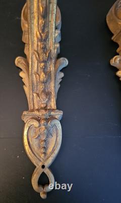 XIXe Paire Supports Tringle À Rideaux Bronze Signés JD Style Rocaille Louis XV