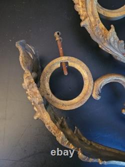 XIXe Paire Supports Tringle À Rideaux Bronze Signés JD Style Rocaille Louis XV