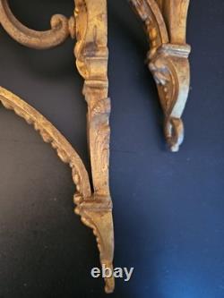 XIXe Paire Supports Tringle À Rideaux Bronze Signés JD Style Rocaille Louis XV